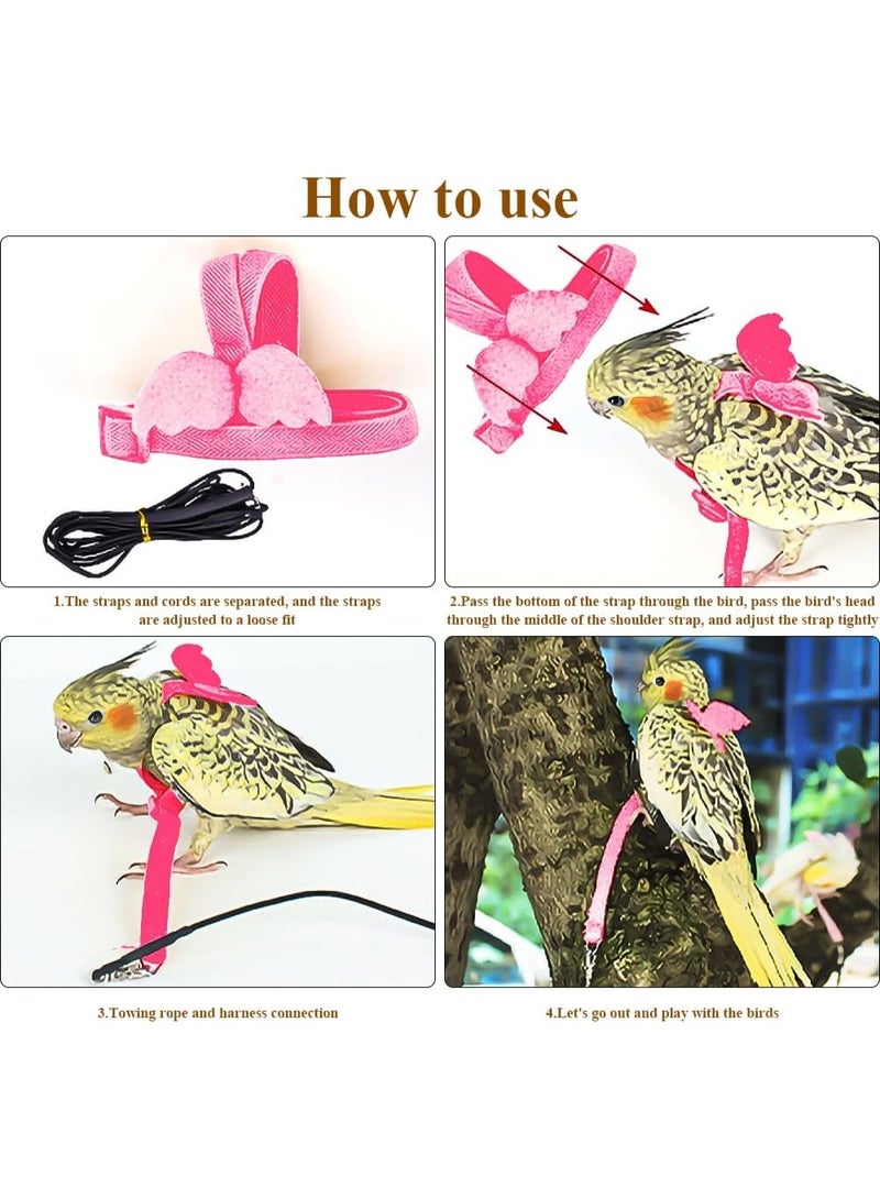 Bird training harness, adjustable parrot flight tether rope, universal flight tether rope, durable outdoor accessory, outdoor training toy, suitable for birds, parrots, cockatoos, long-tailed small parrots, green linden finches, 1 piece (pink) - Image 4